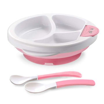 Matyz Baby Feeding Suction Warm Plate With Draining And Drying Design - Stay Put Divided Plate For Kids - Including 1 Toddler Pl