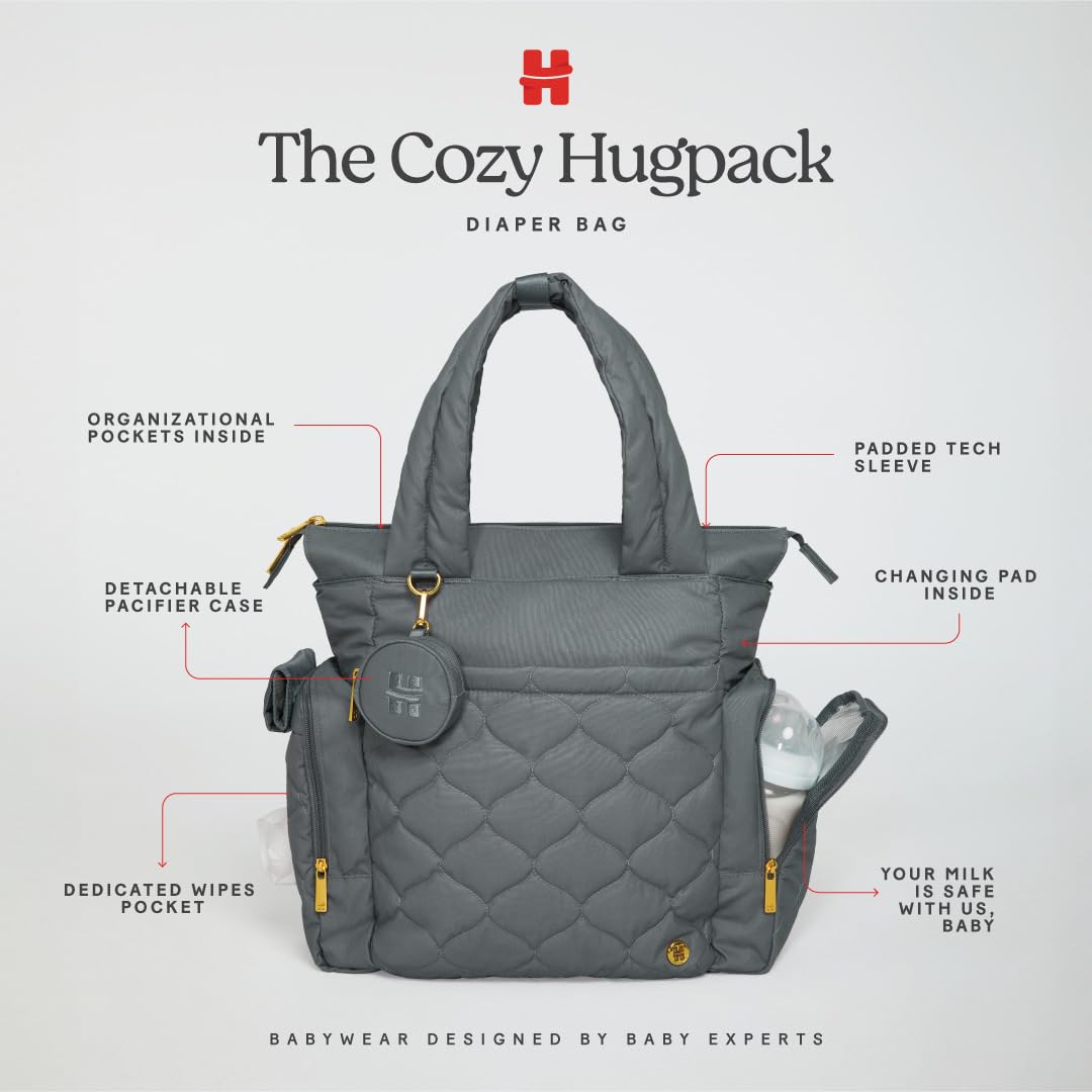 Huggies Cozy Hugpack Tote Diaper Bag, Quiet Smoke Quilted