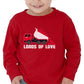 Valentines Day Dump Truck Loads Of Love Toddler Kids Long Sleeve T-Shirt 4T Red