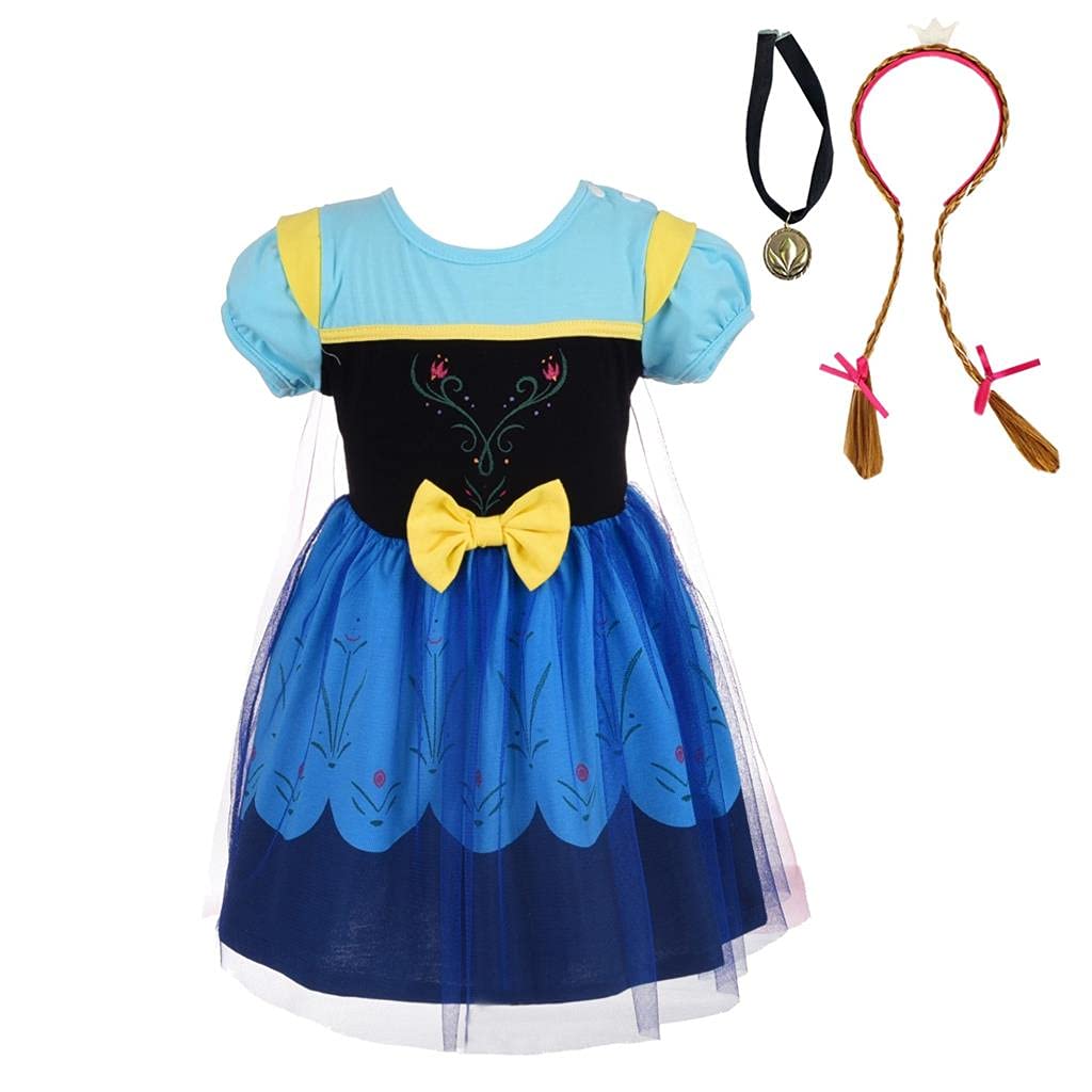 Dressy Daisy Ice Princess Dress Up Clothes Halloween Fancy Party Tulle Skirt Summer Outfit With Cape & Accessories For Baby Girl