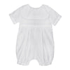 Petit Ami Baby Boys' Hand-Embroidered Cross Christening Romper, 6 Months, White