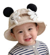 Reffer Baby Bucket Hat, 3D Cute Ears And Soft Cartoon Hands Design, Elastic Windproof Chin Strap Comfortable Cap For Baby Boy, B
