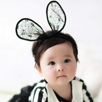 2-Pack Easter Bunny Headbands Rabbit Ears Lace Elastic Bow - Cute Stretch Hairbands For Baby Girls , Newborn,Toddler And Childre