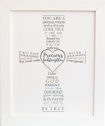 Precious Goddaughter Keepsake Frame - Gift For Goddaughter From Godparent For Baptism Or Christening