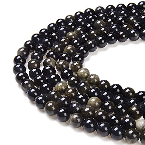 Pltbeads Natural Gemstone Loose Beads Matte Approxi 155 Inch Diy Bracelet Necklace For Jewelry Making (10Mm, Gold Obsidian)