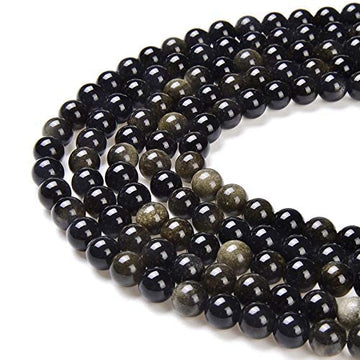 Pltbeads Natural Gemstone Loose Beads Matte Approxi 155 Inch Diy Bracelet Necklace For Jewelry Making (10Mm, Gold Obsidian)