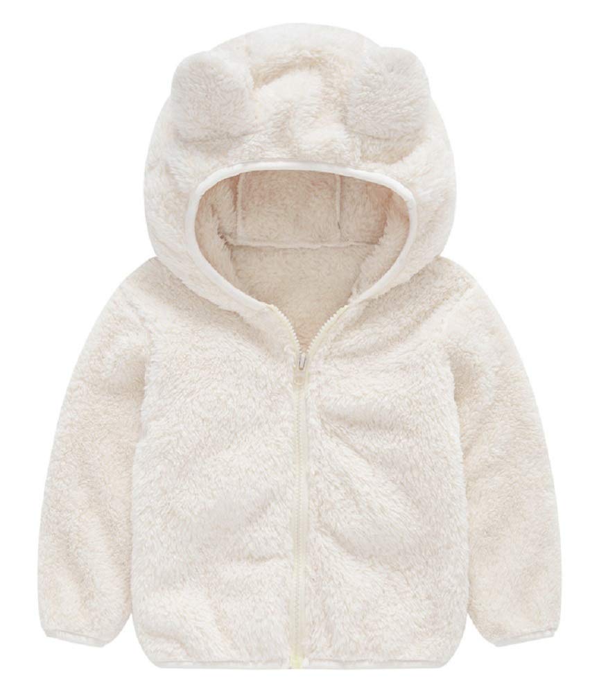 Jeskids Toddler Girls Boys Fleece Hoody Jacket Zip Up Teddy Coat Warm Winter Outwear White