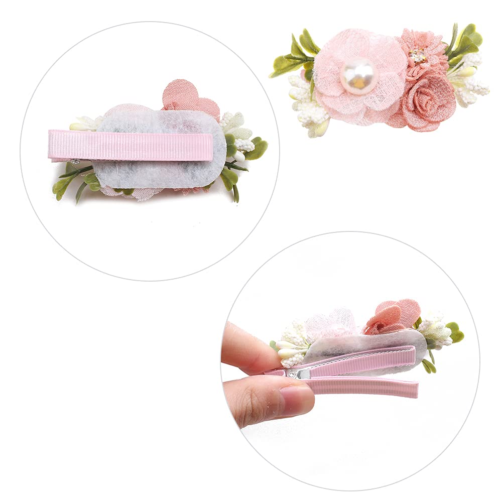 Flower Hair Clips Set For Baby Girl Lightweight Floral Hair Bow Accessories With Boutique Fully Lined Alligator Clip 3Pcs For To