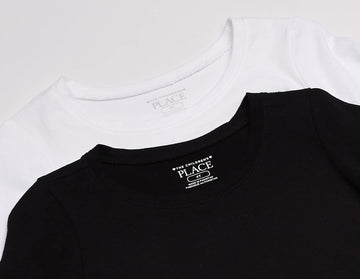 The Children'S Place Baby Girls And Toddler Long Sleeve Basic Layering T-Shirt T Shirt, Black/White 2 Pack, 6-9 Months Us