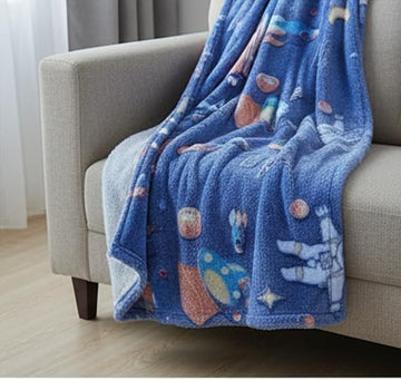 THESTORY Box Glow in The Dark Radium Blanket for Kids Super Soft & Warm Glowing Blanket for Toddler (100x150 cm, 08 Year) (Astr