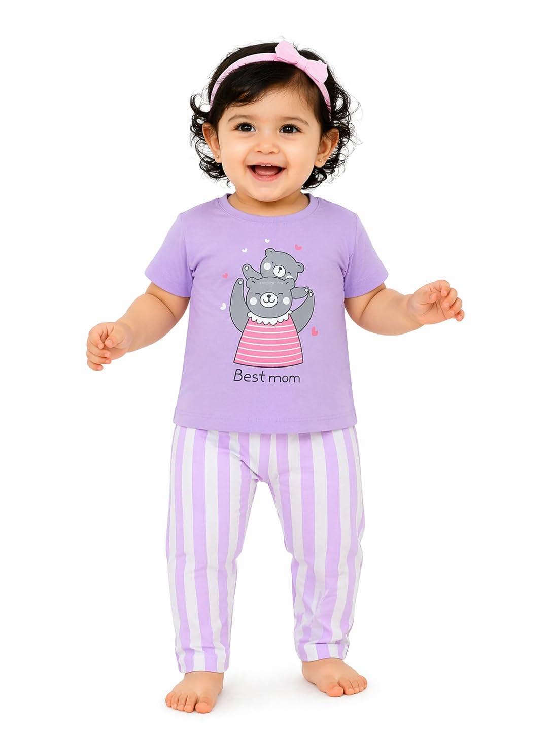 BODYCARE Girls Tshirt & Pajami Night Suit Set  Lavender 23Y
