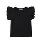 Mubineo Toddler Baby Girl Basic Plain Ruffle Sleeve Cotton T Shirts Tops Tee Clothes (Black, 5-6T)