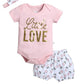 Bumzee Baby Girls Cotton Round Neck Half Sleeves Floral Print Bodysuit & Short Set With Headband Pink & White  36 Months (Peb1