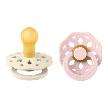 Bibs Pacifiers - Boheme Collection  Bpa-Free Baby Pacifier  Made In Denmark  Set Of 2 Ivoryblossom Color Premium Soothers  Size
