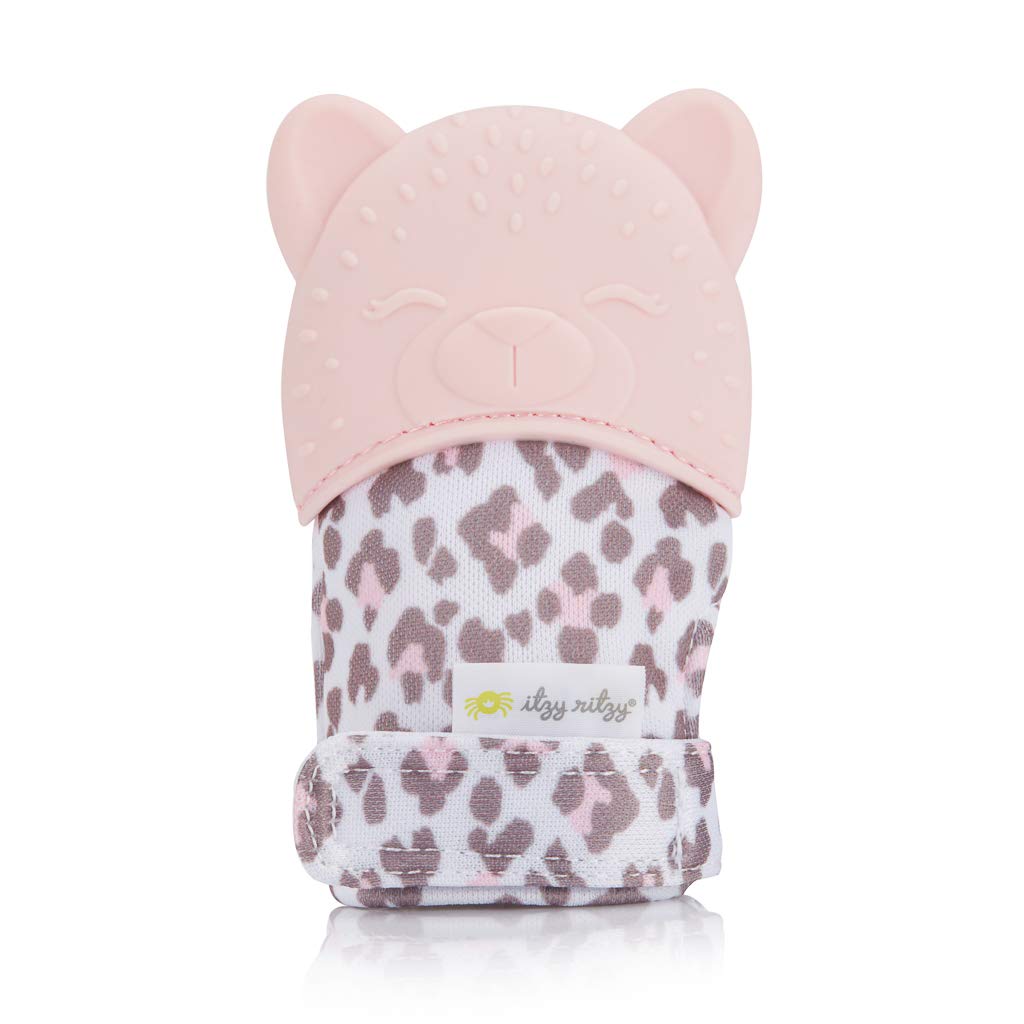 Itzy Ritzy Silicone Teething Mitt - Soothing Infant Teething Mitten w/Adjustable Strap, Crinkle Sound, Textured Silicone to Soot