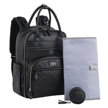 Babbleroo Leather Diaper Bag Backpack - Baby Essentials Travel Baby Bag, Multi Function, With Changing Pad, Stroller Straps & Pa