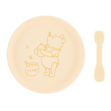 Bumkins Disney Baby And Toddler Plate And Spoon Set, Silicone Dish For Babies And Kids, Baby Led Weaning, Children Feeding Suppl