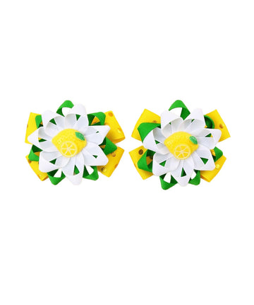 Lemon Bow Clips Baby Girls Fruits Bowknot Pin Kids Girls Yellow Lemon Hair Bow Clips BBG97 (Set-C)