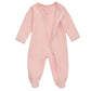 Aablexema Baby Girls Footed Pajamas With Mitten Cuffs - Newborn Infant 2 Ways Zipper Cotton Footie Pjs(Pink,3-6M)