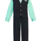 Igirldress Baby Boys' And Special Occasion Pinstripe Vest Set Black/Hawaiian Blue 3-6Mos