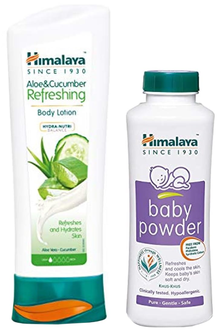 Himalaya Aloe & Cucumber Refreshing Body Lotion, 200Ml & Himalaya Herbals Baby Powder (Pack Of 200 Gram)