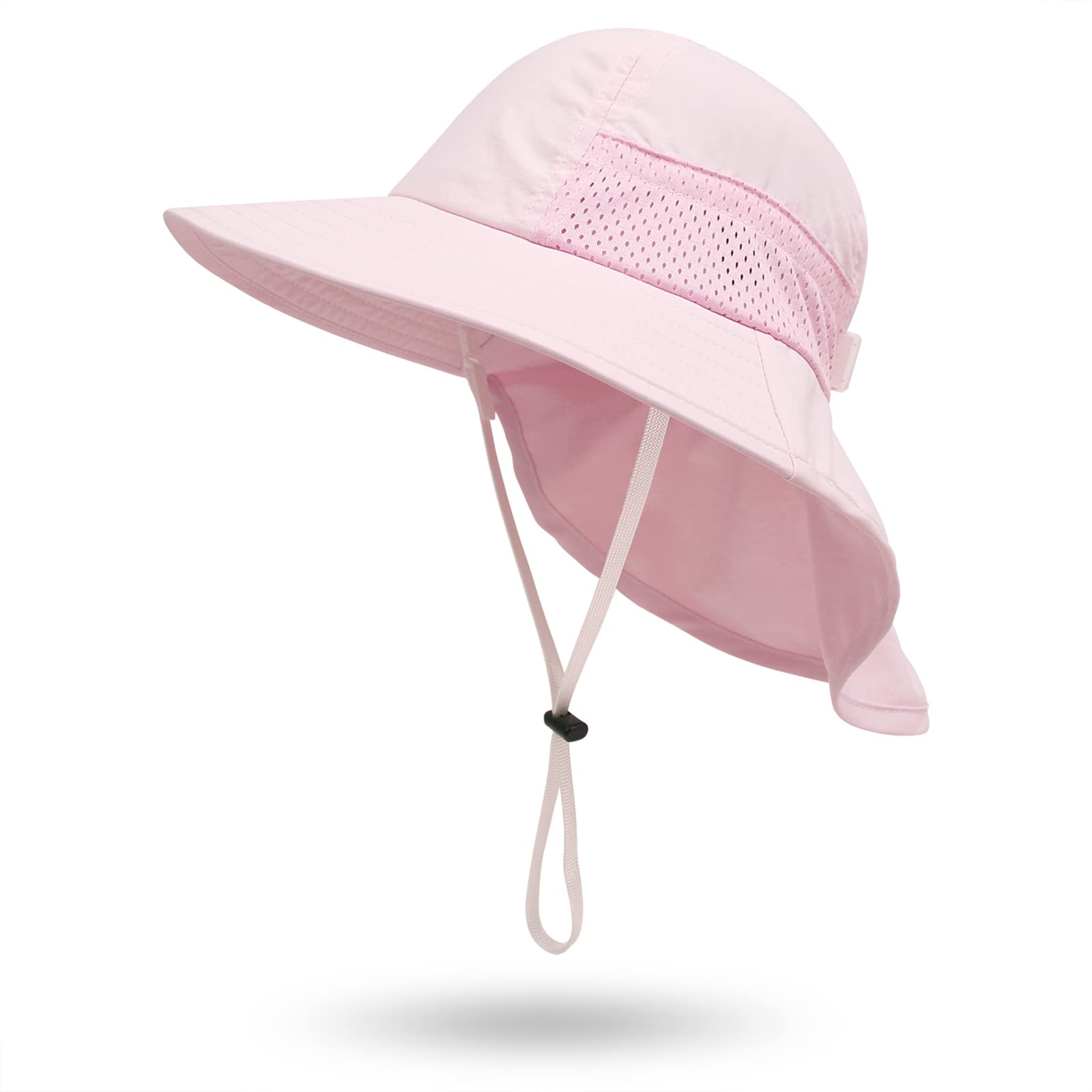 Muryobao Toddler Kids Baby Girls Boys Sun Hat Summer Upf 50+ Uv Protection Caps Wide Brim Neck Flap Beach Play Fishing Hats Pink