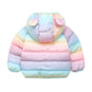 Winter Down Coats For Kids Baby Boys Girls Light Puffer Padded Jacket Bear Hoods Infant Outerwear Rainbow