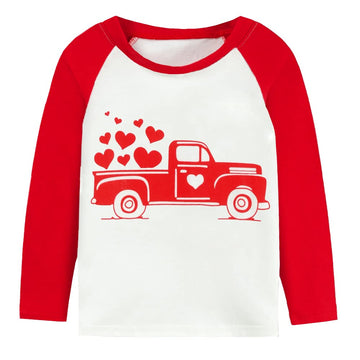 Ddsol Toddler Boys Girls Valentine'S Day T-Shirt Truck Loads Of Love Heart Long Sleeve Tees Kids Boys Tops 5T