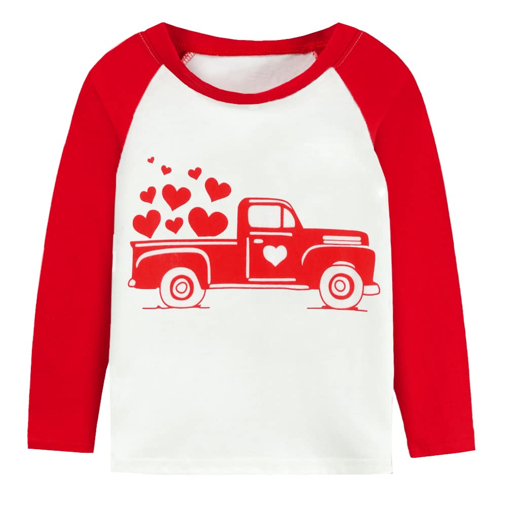 Ddsol Toddler Boys Girls Valentine'S Day T-Shirt Truck Loads Of Love Heart Long Sleeve Tees Kids Boys Tops 3T
