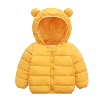 Winter Down Coats For Kids Baby Boys Girls Light Puffer Padded Jacket Bear Hoods Infant Outerwear Yellow