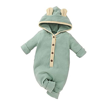Thorn Tree Newborn Baby Girl Boy Hooded Romper Unisex Baby Knitted Jumpsuit Infant Kids Solid Outfits Baby Girl Boy Jumpsuit (Gr