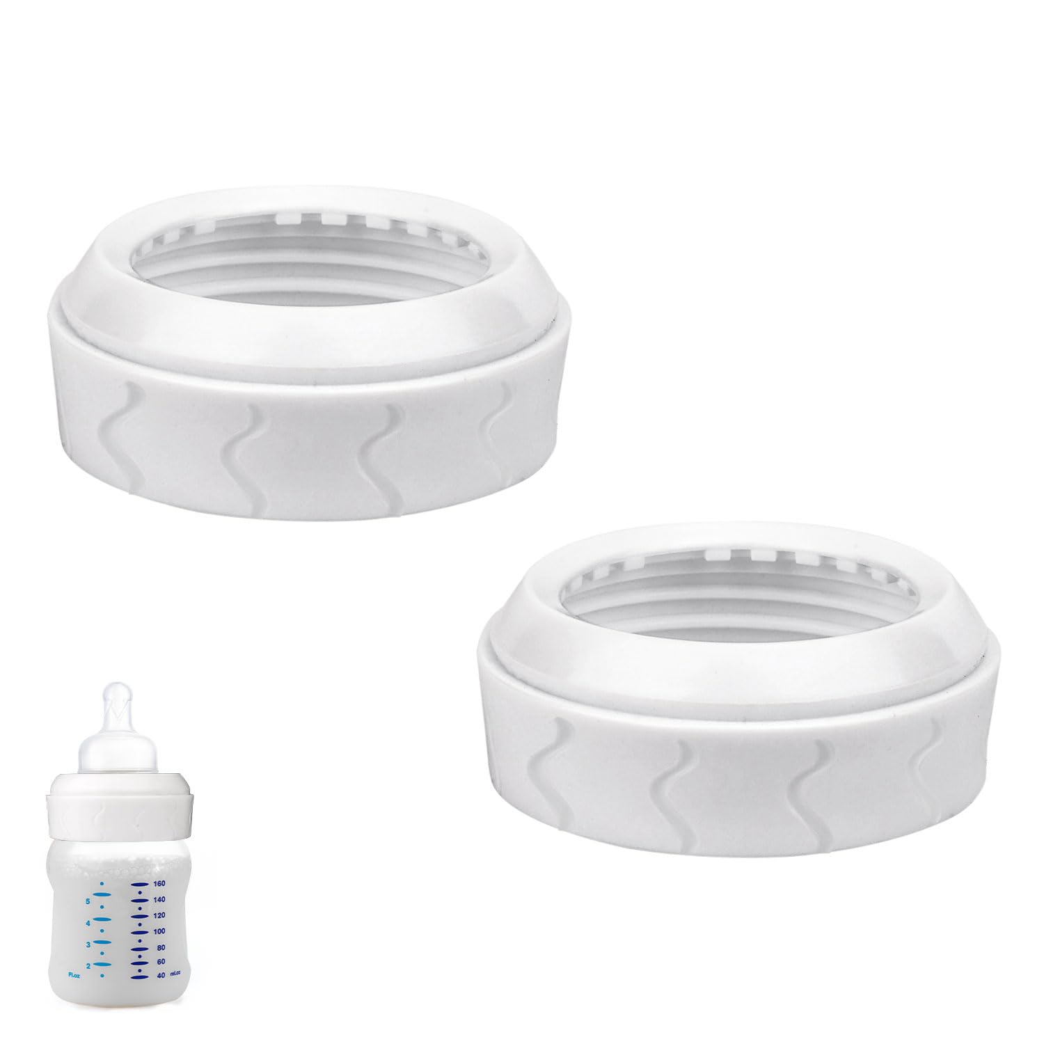 2pcs Replacement Bottle Nipple Ring Collars, Compatible with Dr. Browns Narrow Plastic & Glass Bottles 5oz & 9oz No Leak or Spi