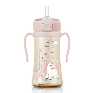 Grosmimi Flip Top Spill Proof Sippy Cup, Ppsu, Bpa Free, 10 Oz, Stage 2 Straw For Toddlers (Unicorn)