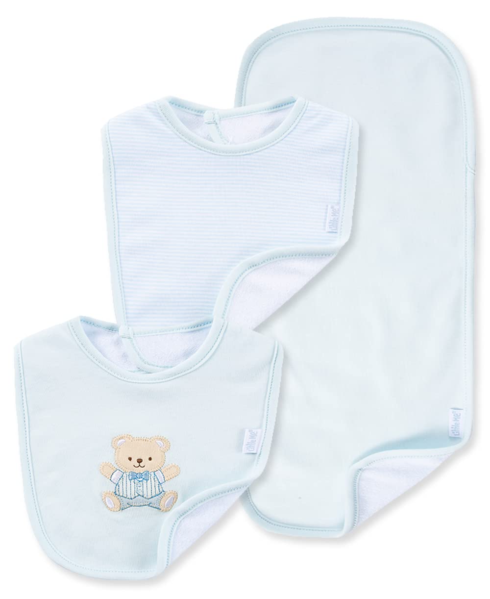 Little Me Baby Boy Newborn Bib And Burp Set, Light Blue, One Size