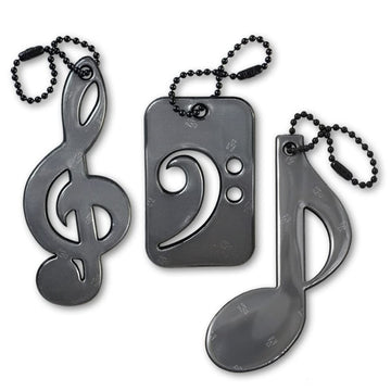 Funflector Safety Reflector - Music Trio (Treble Clef, Bass Clef And Note) - Black - 3-Pack