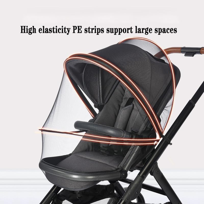 Baby Stroller Mosquito Net Universal Breathable Stroller Canopy Cover With Mosquito Netting For Infant Toddler Pushchair (Black)