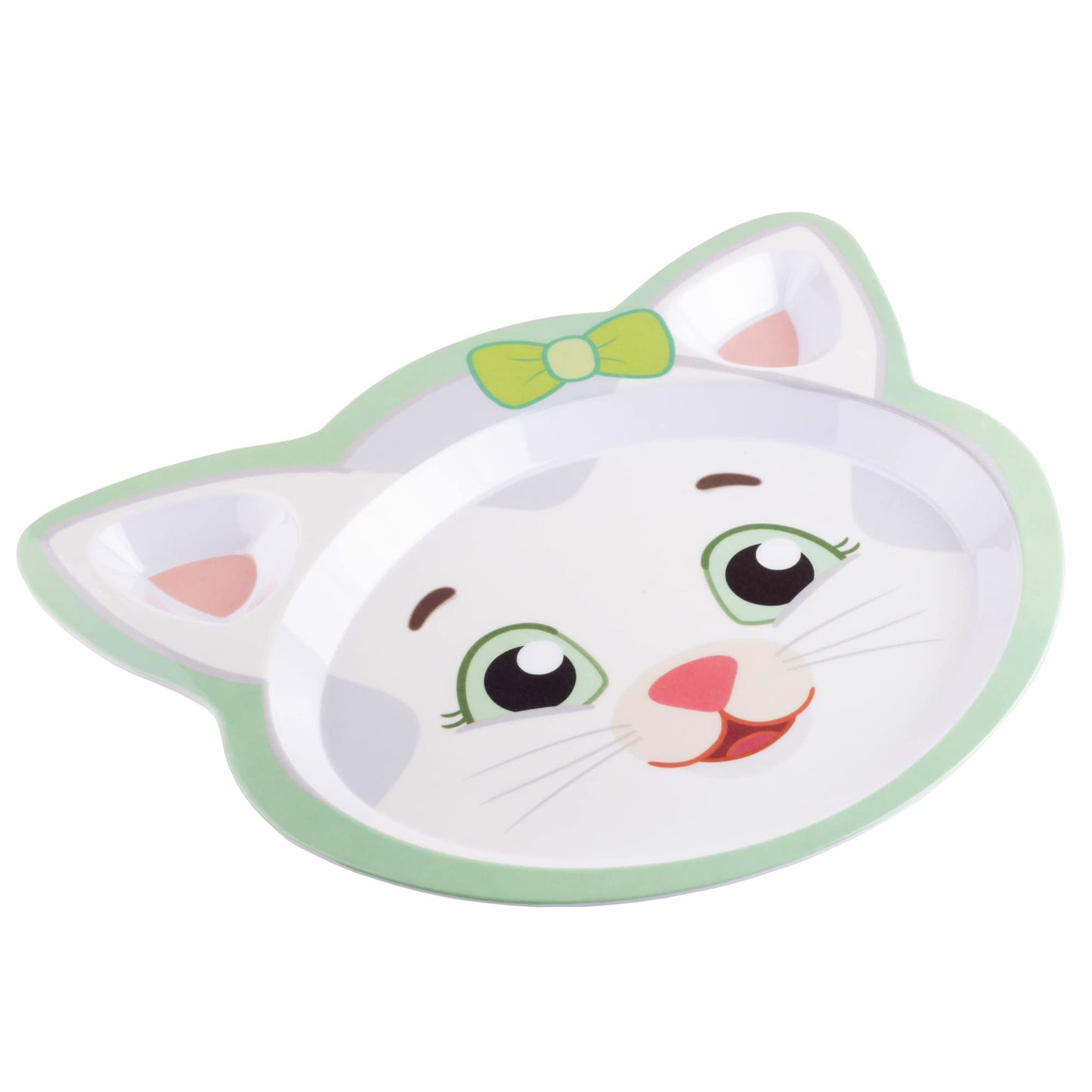 4 Daniel Tiger Mealtime Feeding Plates -Cute Dishes For Kids W/ Daniel Tiger, Trolley, Katerina Kitty Cat & Elaina - Divided Com