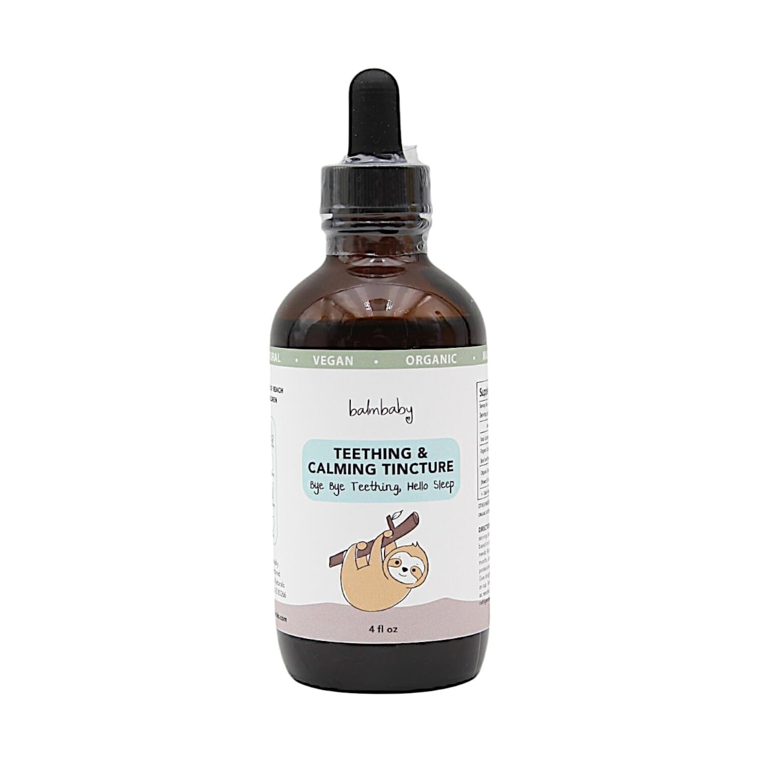 Balm Baby Natural Baby Teething & Calming Tincture - Calms, Soothes Gums and Discomfort - Vegan - Glass Bottle with Glass Droppe
