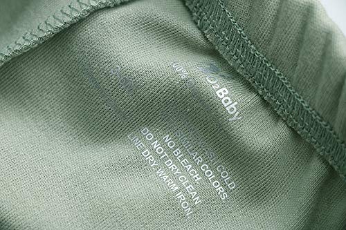 O2 Baby Organic Cotton Unisex Baby Jogger Pants, 3-Pack Pull-On Bottoms, Newborn Leggings (0-3 Months, Grey/White/Green)