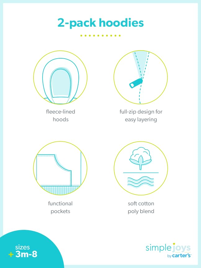 Simple Joys By Carter'S Baby Boys' 2-Pack Fleece Full Zip Hoodies, Blue/Burgundy, 3T