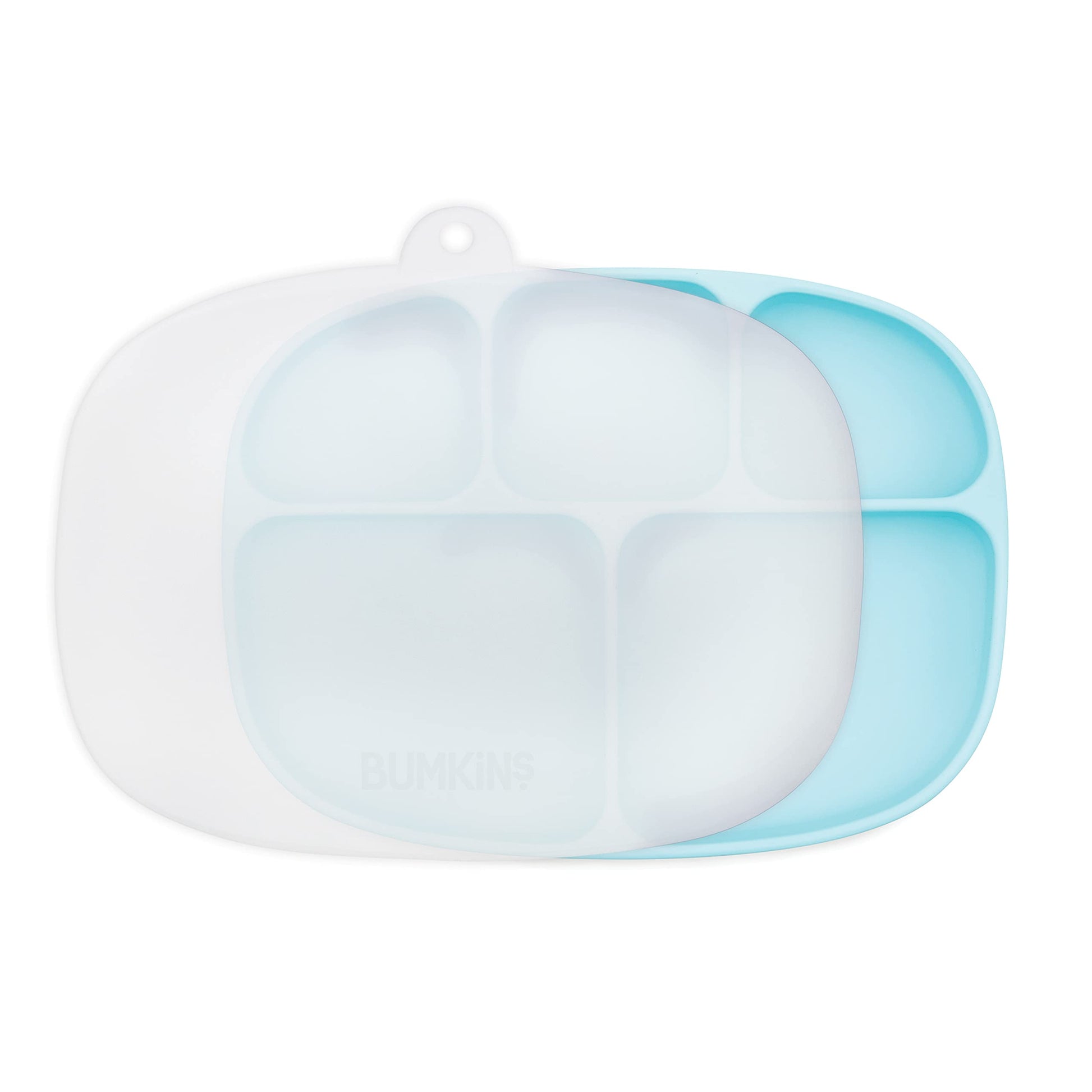 Bumkins Toddler And Baby Suction Plate, Silicone Divided Grip Dish And Lid, Large 5-Section Tray For Kids, Essentials In Childre