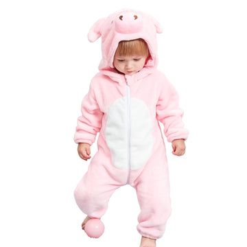Fhsfdzsw Unisex Pig Baby Costume,Baby Flannel Animal Halloween Onesie Pajamas Home Clothing