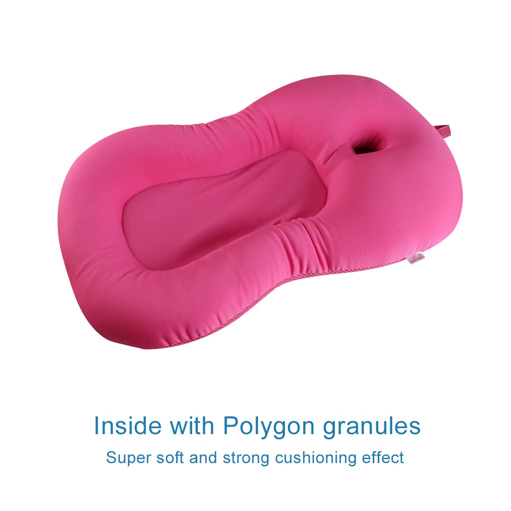 Baby Bath Mat, Kakiblin Baby Bathtub Baby Bath Cushion Soft Anti-Slip Bath Pad 0-6 Month Infant Bath Pillow, Pink