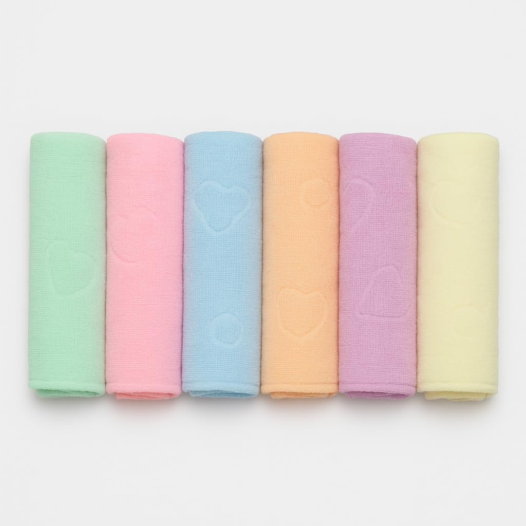 Baby Washcloths  SuperSoft, HighlyAbsorbent, Durable (Set of 6  Multicolour)