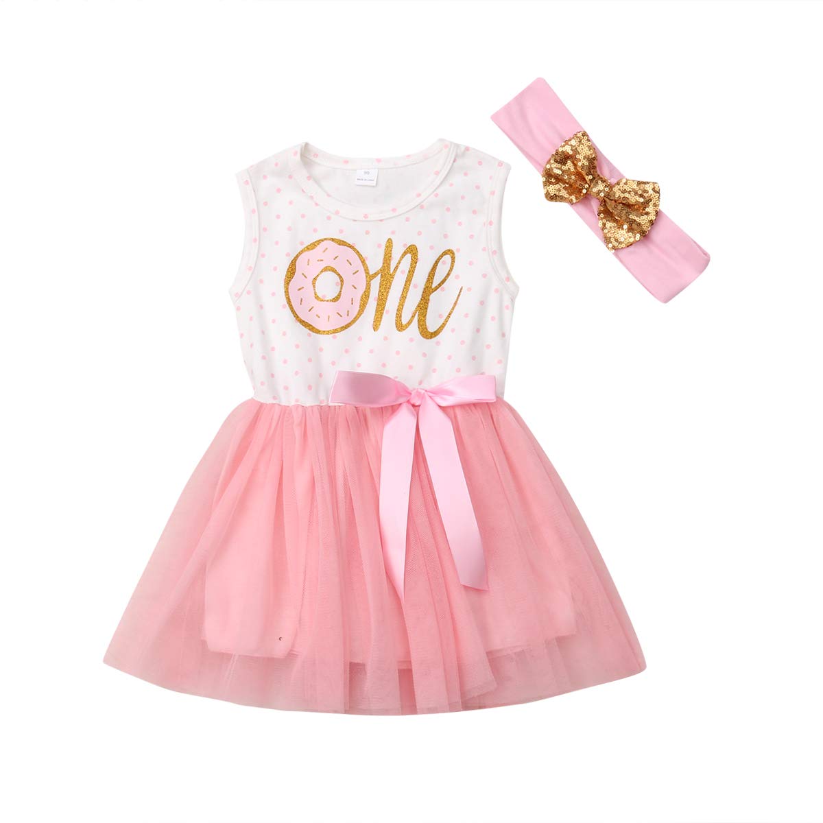 Newborn Baby Girls Pink Striped Tutu Dress First Birthday Skirt Outfits Casual D WBBAPB07KD44WHW