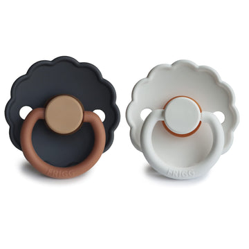Frigg Daisy Natural Rubber Baby Pacifier | Made In Denmark | Bpa-Free (Aurora/Bright White, 0-6 Months) 2-Pack