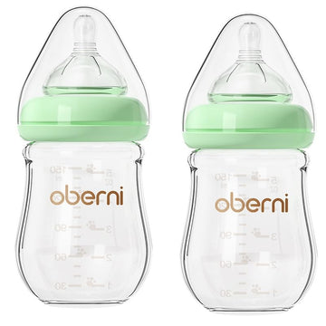 Glass Baby Bottles,Anti Colic Breastfeeding Bottle With Natural Response Nipple Size S,Wide Neck Slow Flow Baby Bottle For Baby,