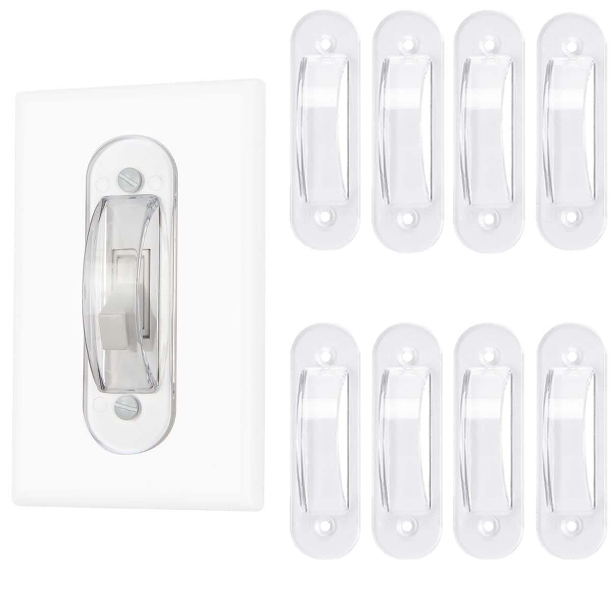 Lisol Wall Switch Guards Plate Covers Child Safety Home Decor (8 Pack), Clear - Keeps Light Switch ON Or Off Prevent Accidental 