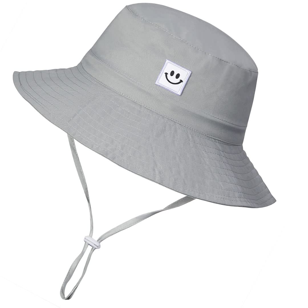 Toddler Sun Hat Baby Summer Hat For Boys 0-6 Months Smile Face Grey