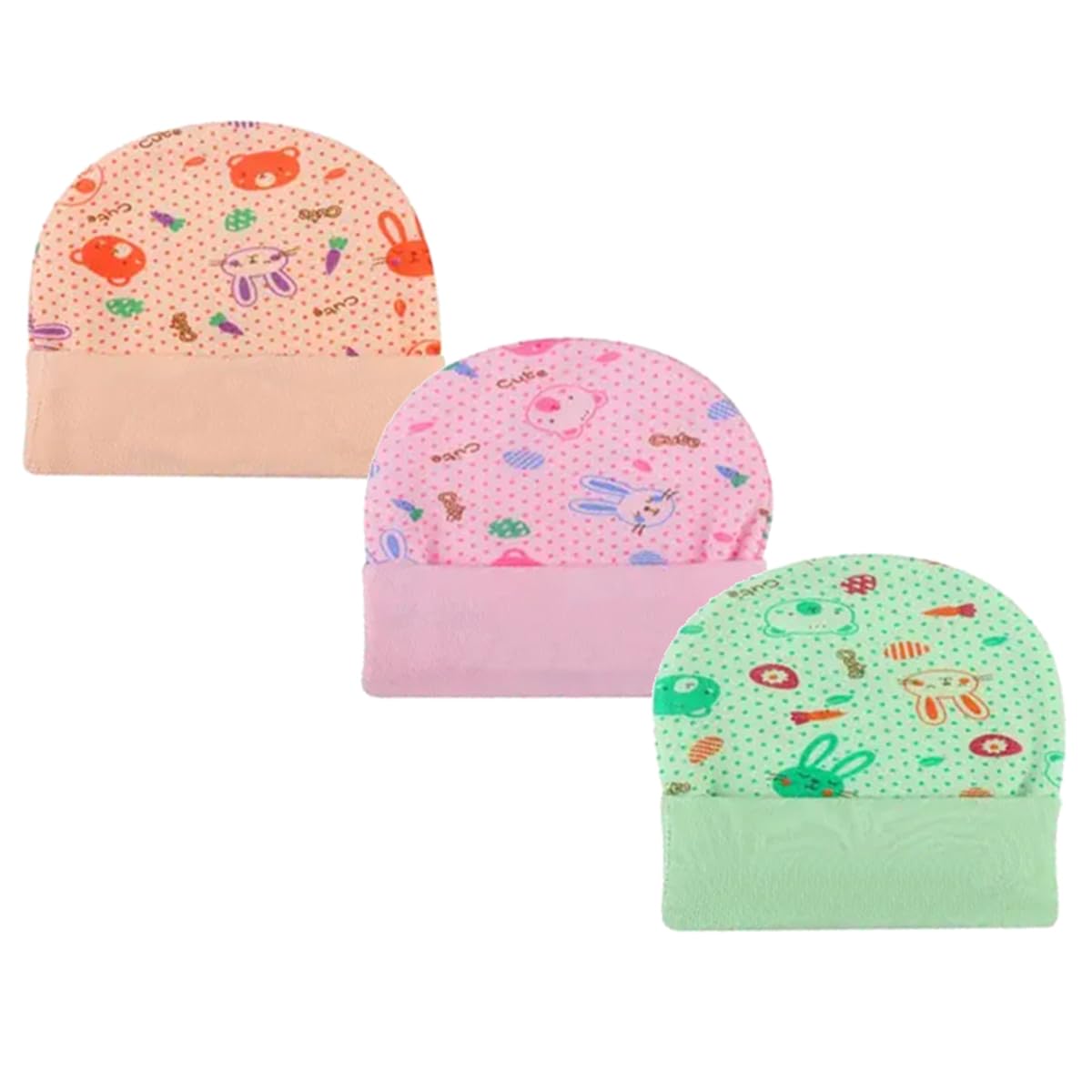 Lookool Cotton Cap For Newborn Baby Boys & Girls Unisex Baby Infant Cotton Caps For New Born Baby 6 To 18 Months Babies Toddler 